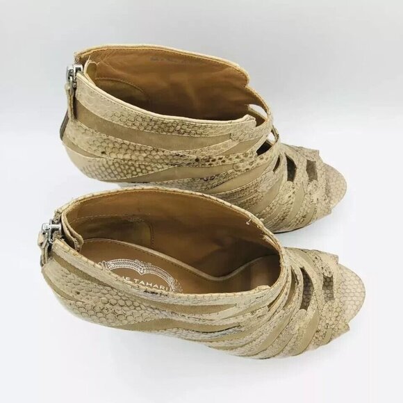 Elie Tahari Womens Shoes US 10.5/EU 40.5 Leather Ankle Heel Snake Print Platform - Picture 2 of 12